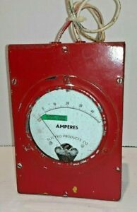 Steampunk Vintage Electro Prod. Co. -10-50 DC Panel Amperes Meter in Metal Box