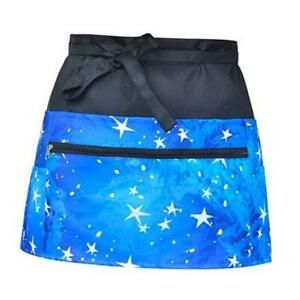 Server Aprons Waitress Blue Half Waist Apron with Zipper Pockets () Blue Star