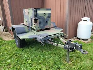 MILITARY MEP-802A 5KW DIESEL GENERATOR 60HZ SINGLE &amp; 3-PHASE with Trailer low hr