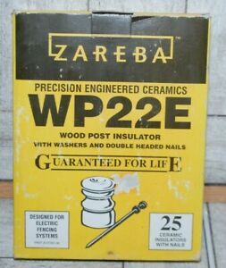 Zareba WP22E 25 Ceramic Porcelain Electric Fence Post Insulator NOS