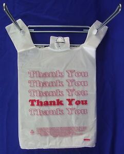 THANK YOU T-Shirt Bags 11.5&#034; x 6&#034; x 21&#034; Clear Plastic Retail Shopping