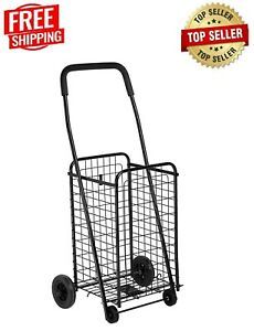 Jumbo Folding Shopping Cart with Wheels Heavy Duty Size Basket Laundry Grocery