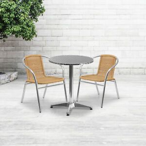 Aluminum and Rattan Stack Chair Curved Back Commercial Indoor Outdoor Use NEW