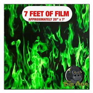 Hydrographic film Green Flames 7&#039; x 20&#034; hydro dip dipping