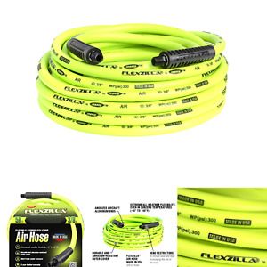 Flexzilla Air Hose, 3/8 in. x 50 ft., 1/4 in. MNPT Fittings, Heavy Duty, Ligh...