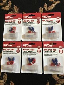 6 Pack Sealed Hyper Tough Multiple Use Corded Earplugs w/case HYPT-53003 F/Ship