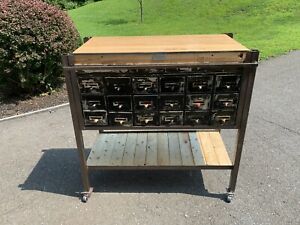 Vintage Equipto Tool 18 Drawer Metal Storage Cabinet.