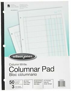 Column Pad, 3 Column, 3-7/16&#034; Wide, 40 Line/Page, 11&#034;x8-1/2&#034;, Green, 50/Pad
