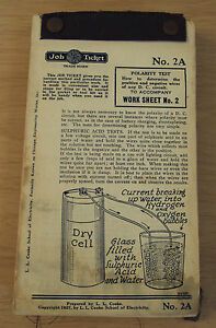 UNIQUE 1927 &#034;JOB TICKETS&#034;~L.L. Cooke School of ELECTRICITY~Work Procedures~