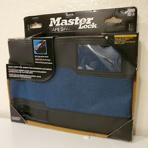Portable Master Lock Storage Money Bag w/ Keys Lock, 11-1/2 Inch Long Blue Black