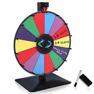 18 inch Tabletop Prize Wheel with Heavy Duty Stand, 14 Slots Color Dry Erase