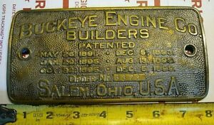 Antique 1900,BUCKEYE ENGINE CO.BUILDERS. SALEM, OHIO,U.S.A. ID. PLATE