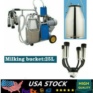Electric Milking Machine For Farm Cows W/ 304 Stainless Steel Bucket cow Milker