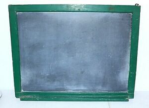 Vintage CHALKBOARD with Green Painted Wood Frame &amp; Chalk Holder Tray, Wall-Mount
