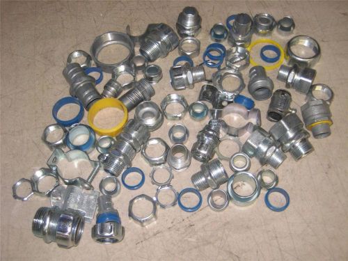 Lot of conduit fittings locknuts seals clamps nipples straps connectors for sale