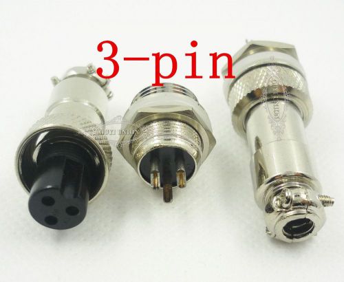 2Pieces 12MM 3-Pin Male Female Aviation Plug Panel Power Metal Chassis Connector