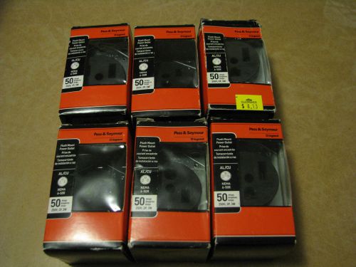 Pass &amp; seymour/legrand 50-amp black duplex electrical outlet 6 each for sale