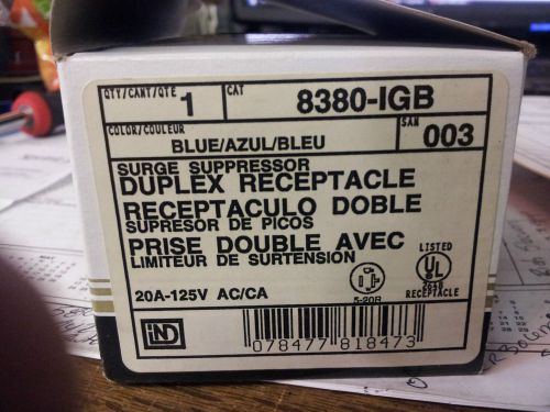 LEVITON 8380-IGB SURGE SUPPRESSOR DUPLEX RECEPTACLE BLUE NEW IN BOX 20A/125V #B6
