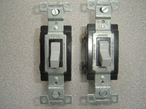 Lot of 2 Pass &amp; Seymour Gray COMMERCIAL Toggle Switches 3-Way 20A CS20AC3-GRY