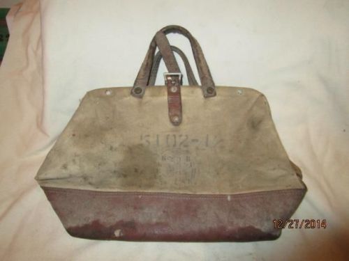 Vintage canvas &amp; leather telephone power co line mans bag used still functional for sale