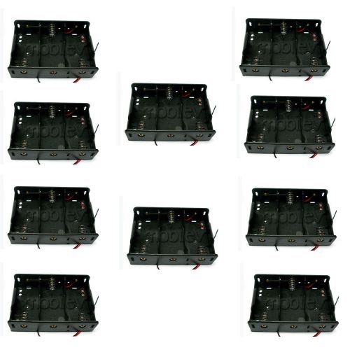 10 x battery box clip holder case for 3 x d size  r20 hr20 with 6&#039;&#039; wire leads for sale