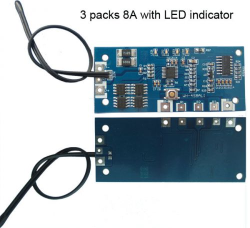 8A Protection Board for 3Packs 10.8V 12.6V Li-ion Li Battery w/ LED indicator