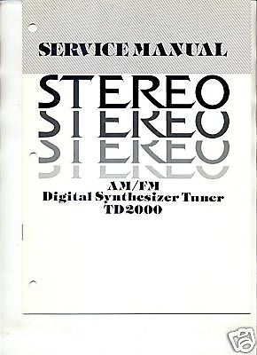 SHERWOOD INKEL ORIGINAL Service Manual TD-2000 FREE US