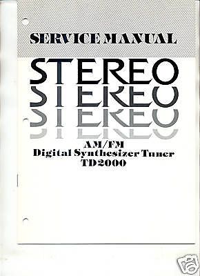 SHERWOOD INKEL ORIGINAL Service Manual TD-2000 FREE US