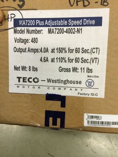 2hp 3ph 460v vfd teco westinghouse variable frequency drive  ma7200-4002-n1 for sale