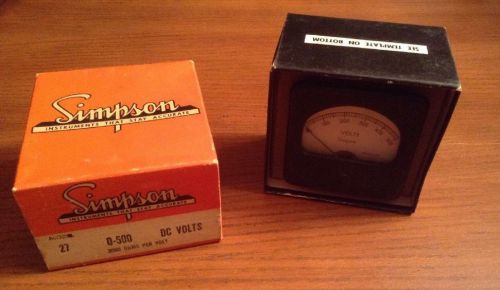 Simpson Model 27 0-500 DC Volts 2000 OHMS per Volt in Original Box