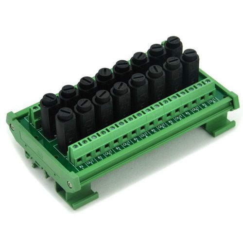 16 Channel Fuse Interface Module, Din Rail Mount, for 5x20mm Tube Fuse.