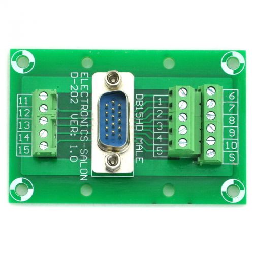 Db15hd male header breakout board, d-sub connector. for sale