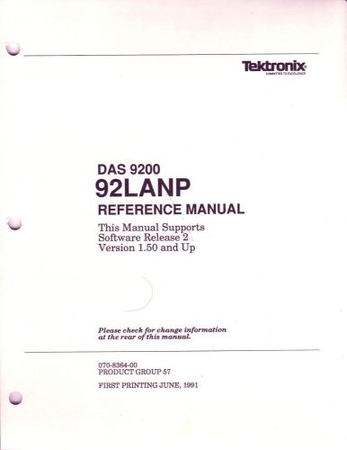 Tektronix (Tek) DAS9200 92LANP Programmatic Reference Manual, 070-8364-00