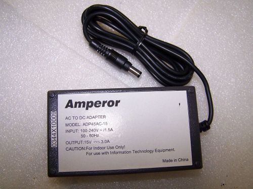 New Amperor AC to DC 15VDC Adaptor ADP45AC-15 100-240VAC 1.5A