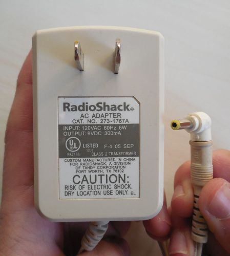 Radio Shack AC Power Supply Adapter Charger #273-1767A; 9 VDC 300 mA