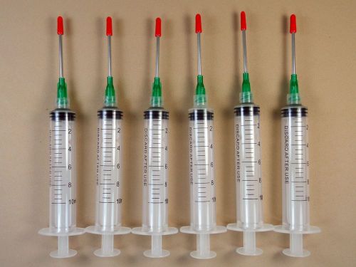 6 Syringes 10ml w 14 Gauge Tip w Red Cap Dispense E6000 Adhesive Glue Vape LL14