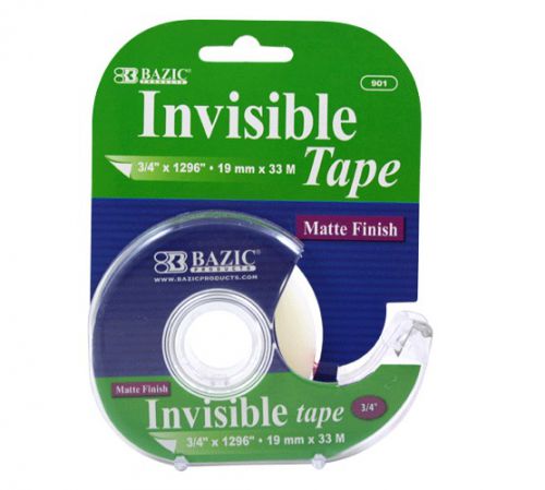 BAZIC 3/4&#034; x 1296&#034; Invisible Tape w/ Dispenser, Case of 144