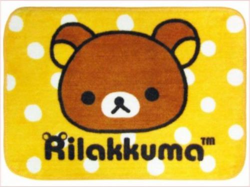 San-x rilakkuma carpet doormat floor mat rug 17&#034;3/4*25&#034;1/2 polka dot yellow for sale
