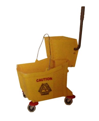Janitor Plastic Mop Bucket Combo, Wringer, 35 Qt. (8.75 Gallon) 3-inch Caster