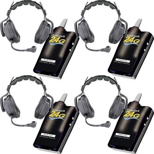 Simultalk eartec 4 simultalk 24g beltpacks with ultra double headsets slt24g4ud for sale