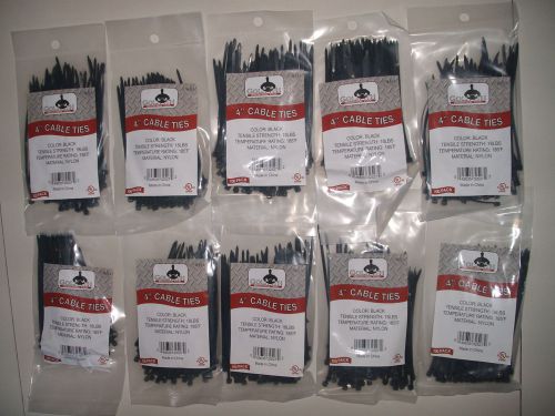 1000 4&#034; INCH BLACK WIRE CABLE ZIP TIES BY GOLIATH INDUSTRIAL