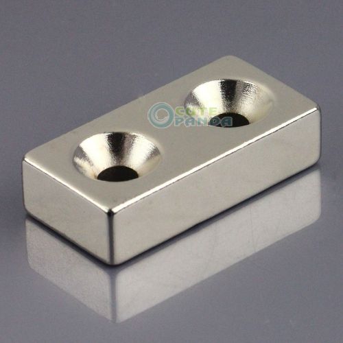 One n50 strong block magnet 40mm x20mm x10mm two holes 5mm rare earth neodymium for sale