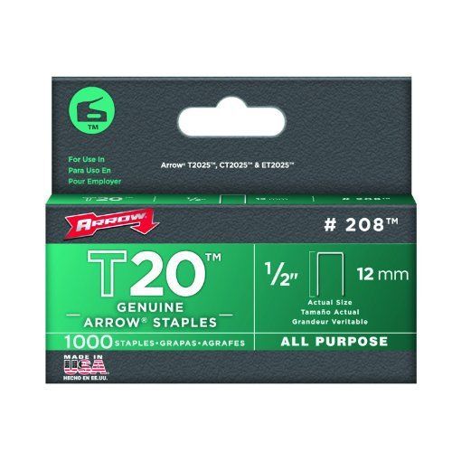 Arrow 208 genuine t20 1/2-inch staples  1 000-pack for sale
