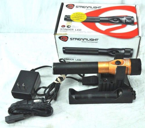 Streamlight Stinger C4 LED Flashlight Orange With Wall and Car Charger.