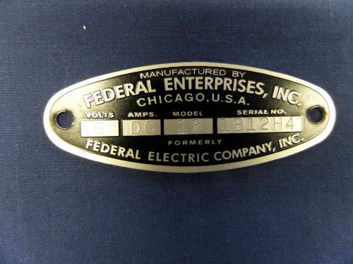Federal Enterprises Inc. 18 Solar Ray &amp; 19 Propello Ray 6 Volt Replacement Badge