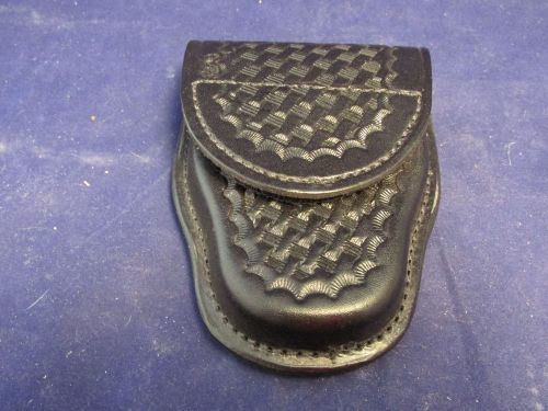 Black leather bianchi #35 pv handcuff belt case holder pouch for sale