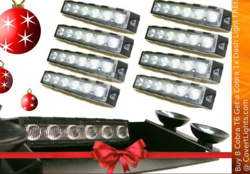 8 pack feniex cobra t6 led grill side rear lights with free cobra 1x dash amber for sale