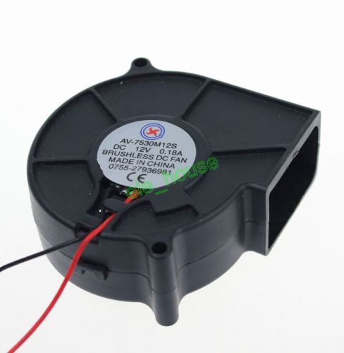 1pcs 2pin 75mm 12v brushless dc blower cooling fan exhaust fan 75x30mm 32.3cfm for sale