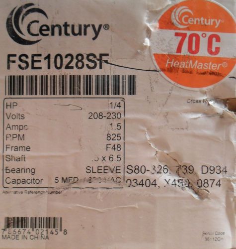 CENTURY MOTOR, FSE1028SF, F48X85A01, H.P.1/4