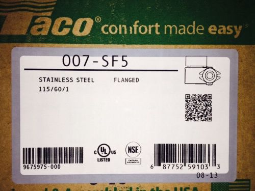 TACO 007-SF5-IFC STAINLESS STEEL CARTRIDGE CIRCULATOR PUMP WITH FLOW CHEC